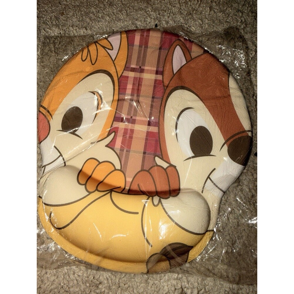 Disney Characters Chip N Dale Mouse Pad with Wrist Support Plaid Chipmunks